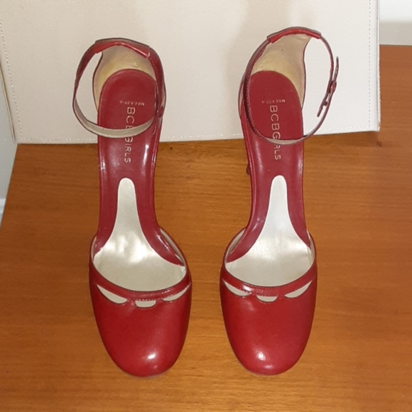 BCBGirls | Shoes | Bcbgirls Red Ankle Strap Heels | Poshmark